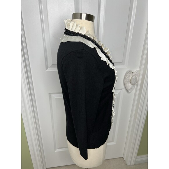WHBM Knit Cardigan Sweater Statement Piece Ruffle Romantic Sz M Academia Career - Picture 6 of 12
